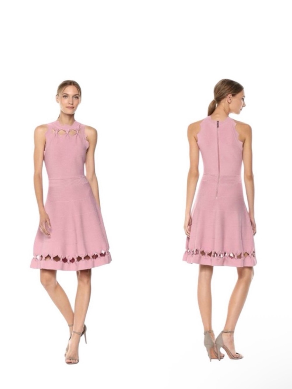 Ted Baker Mauve Pink Floral Cutout Midi Dress